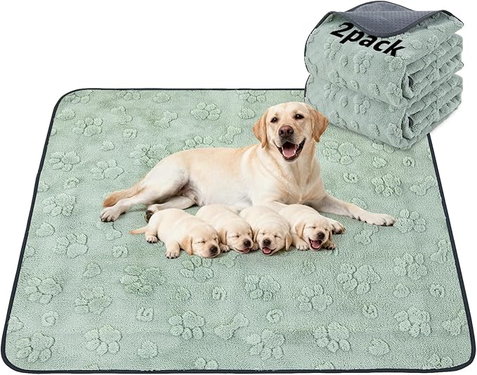 LOOBANI Washable Pee Pads for Dogs: 2 Pack Super Absorbent Reusable Puppy Pads, Leakproof and Waterproof Dog Training Pads Whelping Pads for Potty, Floor, Crate, Couch, Bed and Travel, 48"x48"