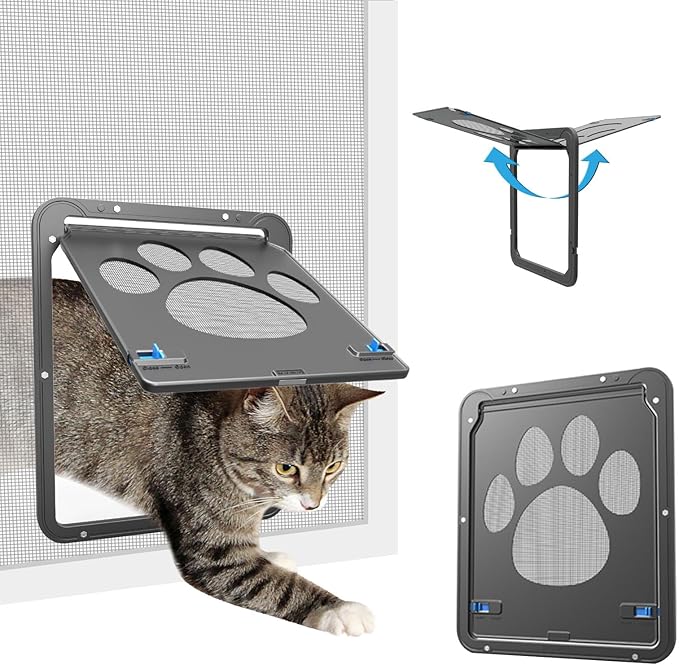 Cat Screen Door with Magnetic Closure Doggy Screen Door for Sliding Screen Door/Window Lockable Door for Kitty/Cats/Doggies