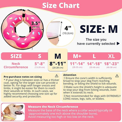 Inflatable Dog Cone with Transparent Shield, Protective Dog Donut Collar After Surgery to Stop Licking, Soft Donut Cone for Medium Pets, Adjustable Recovery Collar with Buckle Visibility