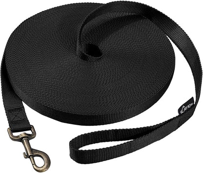 HIKISS Long Dog Leash Obedience Recall Training Agility Lead with Thickening Material for Large Dog - 15ft 20ft 30ft 50ft 100ft Training Leash(Black 100ft)