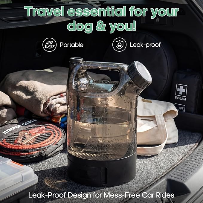 85 oz Large Portable Dog Water Bottle & Bowl for Active Large Dogs, No-Spill Leak Proof Dog Water Dispenser for Walking,Park,Travel, Camping, Hiking, Car - Durable, Sturdy & Easy to Carry