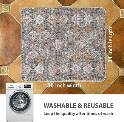 nunubaby Washable Pee Pads for Dogs, Stylish, Non-Slip and Leak-Proof Pee Pads. Reusable Potty Pads for Dogs for Crates and Floors.(Brown/Multi, 31" x36" )