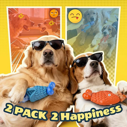 Kseroo Tough Dog Toys for Aggressive Chewers: 2 Pack Indestructible Dog Toys to Keep Them Busy, Tough Chew Toys for Large Dogs, Nylon & Rubber Dog Chew Bones, Squeaky Dog Toy for Large Breed