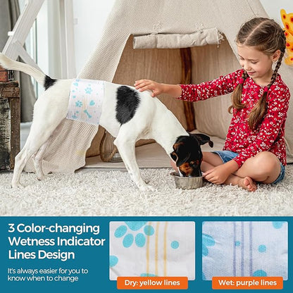 Bestle Male Dog Wrap, Disposable Dog Diapers, 40 Count, L (Waist 23.6”-31.5”), Wetness Indicator, Ultra Protection, Leak Proof, Super Absorbent, Soft