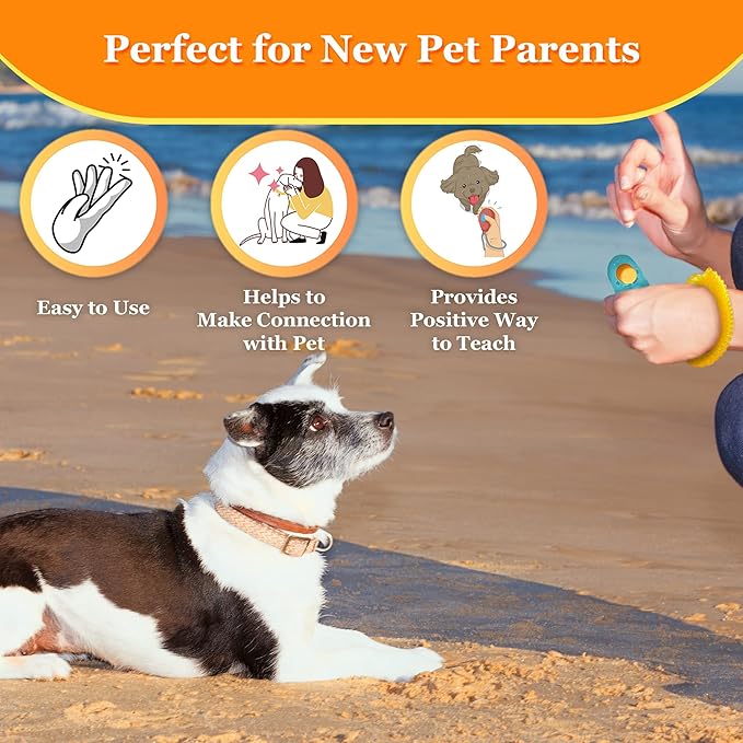 SunGrow 2-Pack Dog Clicker for Training with Wrist Bands, 2 Inches Multicolor, Pet Cat Dog Training Clickers & Behavior Support, Convenient and Effective Clicker Training Tools for Puppy or Cat