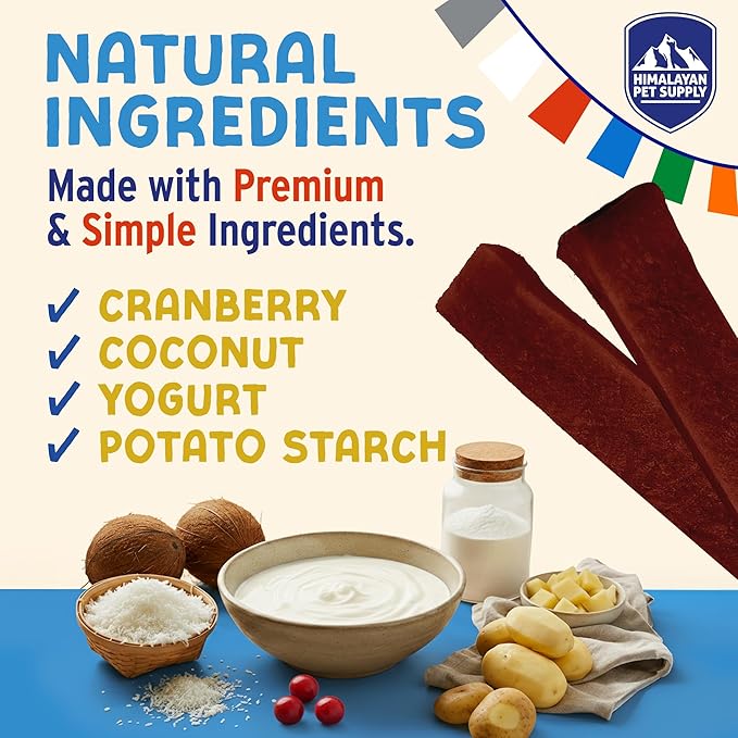 Himalayan Dog Chew Cranberry Honey Yogurt Sticks for Dogs | Protein-Rich Treats with Prebiotics & Probiotics | Lactose-Free, Grain-Free, Gluten-Free | Healthy Yogurt Chews for All Breeds | 5 Count