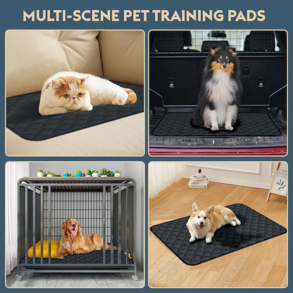 FunFurry Washable Dog Pee Pads - 2 Pack Reusable, Waterproof Puppy Pads, Super Absorbent with Dog Paw Shape Non-Slip Backing (Dark Grey, 36" X 36")