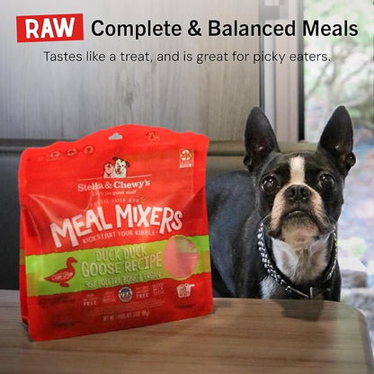 Stella & Chewy's Freeze-Dried Raw Duck Duck Goose Meal Mixers - Dog Food Topper and Mixer - Made with 95% Cage-Free Poultry, Organs & Bone - Perfect for Picky Eaters - Grain-Free - 18 oz