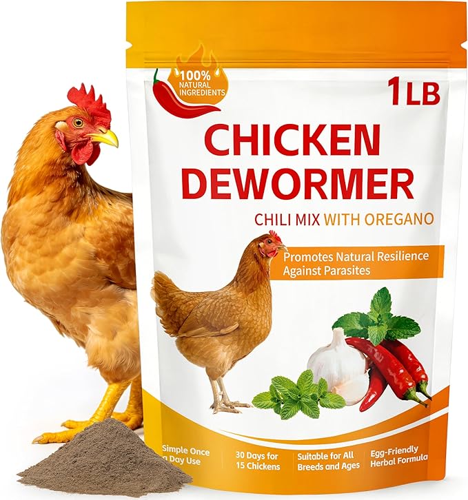 Natural Chicken Dewormer with Chili Powder, Herbal Poultry Care Blend, Safe for Laying Hens, 1 lb Bag