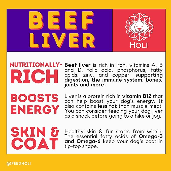 HOLI Beef Liver Powder Dog Food Topper – Freeze Dried Beef Liver Dog Topper for Dry Food – Single Ingredient, Human-Grade Meal Topper for Picky Dogs – Grain Free & All Natural - 4oz