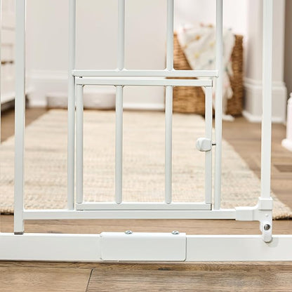 Carlson 36" Extra Tall Walk Through Dog Gate for Doorways & Bottom of Stairs, Metal Pet Gate with Small Pet Door, Expands 29.5”–36.5”, White