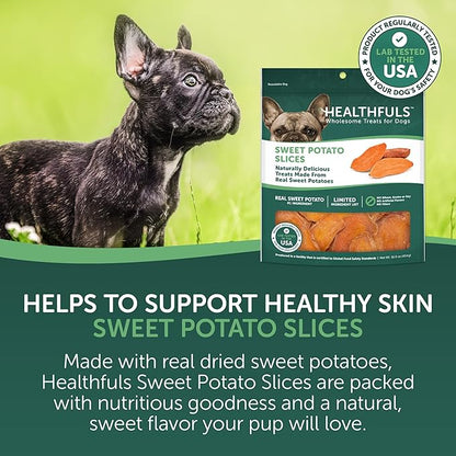Healthfuls Sweet Potato Slices Healthy Dog Treats – Limited Ingredient, Grain Free, Made from Real Dried Sweet Potatoes, 16 oz