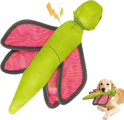 Pink Green Dragonfly Oxford Launching Flying Dog Toy Slingshot Chase Fetch Training Interactive Dog Toy Durable Stuffed Animal Crinkle Dog Squeaky Toy for Medium Large Dogs Toy Gift 31cm/12.2in