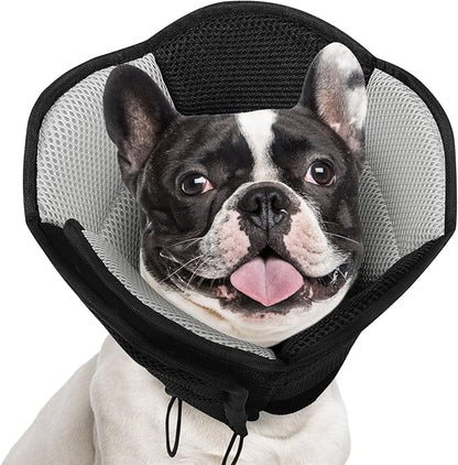 AOFITEE Dog Cone - Soft Dog Cone to Stop Licking, Comfy Cones for Dogs After Surgery, Adjustable Dogs Cones Collar Elizabethan Pet E-Collar for Medium Pets, Pet Recovery Collar, Black Medium