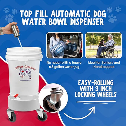 Pet Gravity Water Dispenser: 5 Gallon. for Dogs, Cats, Goats, Small Animals. Quiet, No BPA and Made in USA. Ideal Dog Bowl Large Breed. Best Automatic Waterer.
