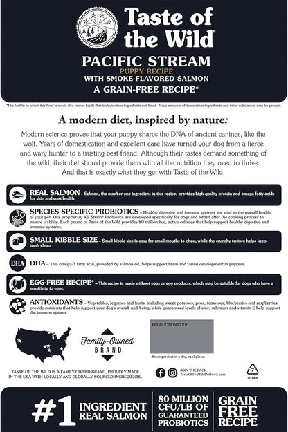 Taste of the Wild Pacific Stream Grain-Free Dry Puppy Food with Smoke-Flavored Salmon 28lb