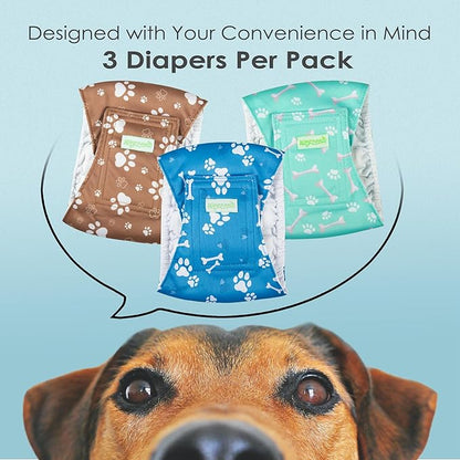 Wegreeco Washable Male Dog Belly Band - Pack of 3 - Washable Male Dog Belly Wrap, Small Doggie Diapers for Doggy Puppy (Bone, X-Small)