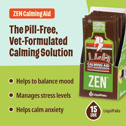 Licks Dog Zen Calming Aid Supplements - 15-use (Roasted Chicken Flavor)