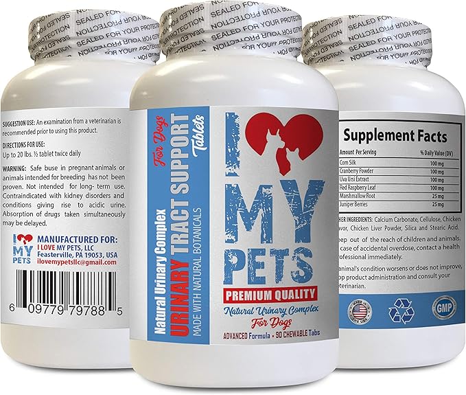 I LOVE MY PETS LLC Dog Urinary Diet - Dog Urinary Tract Support - UTI Relief Complex - Quality - Corn Silk for Dogs - 90 Treats (1 Bottle)