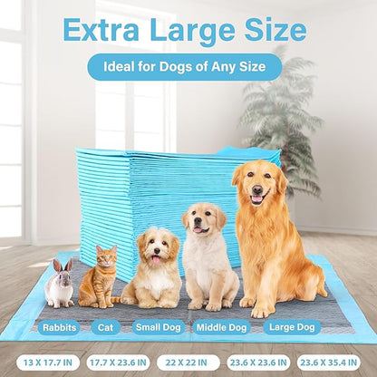 FluffyDream Ultra Charcoal Dog Training Pads with Leak-Proof Quick-Dry Urine Odor Design for Potty Training,23"X35"(20PCS) Improved Quality Pee Pads for Dogs, Super Absorbent Disposable Underpads