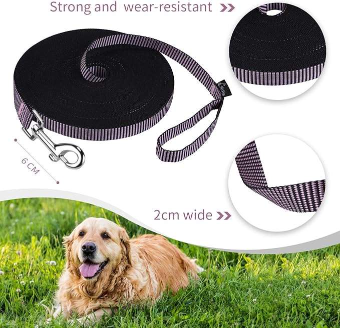 Hi Kiss Dog/Puppy Obedience Recall Training Agility Lead - 15ft 20ft 30ft 50ft 100ft Training Leash - Great for Training, Play, Camping, or Backyard(30ft,BL+PK)