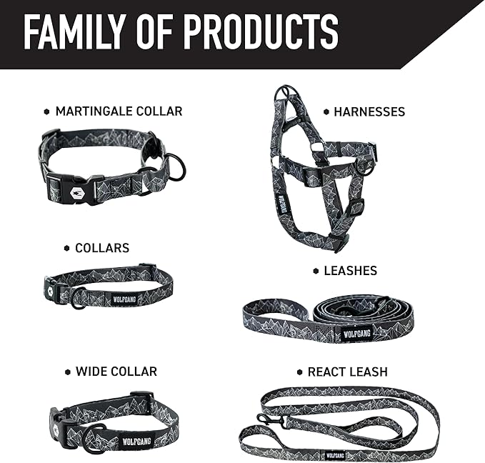 Wolfgang Heavy Duty Adjustable Dog Harness, Pull-Tested to Over 800 lbs for Walking & Training, WolfMountain Print, Large