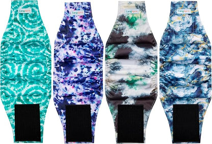 Male Dogs Diapers Belly Bands(4Pack), Washable Reusable Male Boy Doggy Wraps Panties for Doggie Puppy Pooping Potty Training Incontinence Marking Pañal para Perro Tie Dye Large