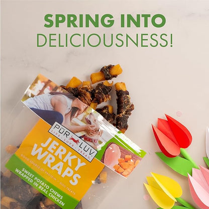 Pur Luv Chicken Wrapped Sweet Potato Dog Treats, Rawhide Free Jerky Wraps, Made with Real Chicken, 16 Oz, Healthy, Easily Digestible, Long Lasting, High Protein Treat, Satisfies Dog's Urge to Chew