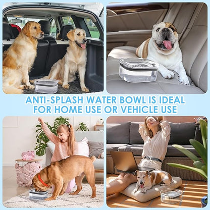 AONKEY 3L Dog Water Bowl No Spill, 101oz Large Spill Proof Dog Bowl Reduce Refill, Anti Splash No Mess Dispenser Dripless Slow Drinking Water Bowl for Sloppy Messy Drinkers (Gray)