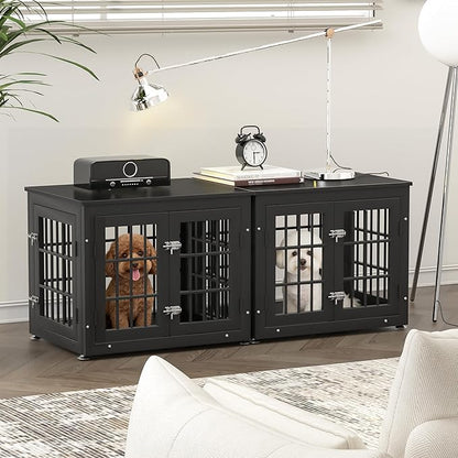 rehomerance 26 Inch Heavy Duty Dog Crate Furniture for Small Dogs, Decorative Pet House End Table, Wooden Cage Kennel Furniture Indoor, Black