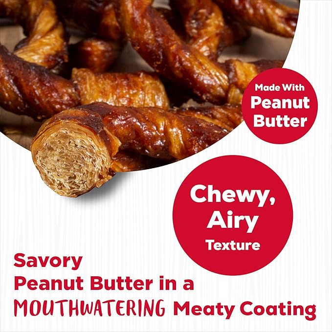 Country Kitchen Rawhide Free Peanut Butter Rings Dog Chews, Made with Real Peanut Butter, Highly Digestible, Gluten Free, 21 Count