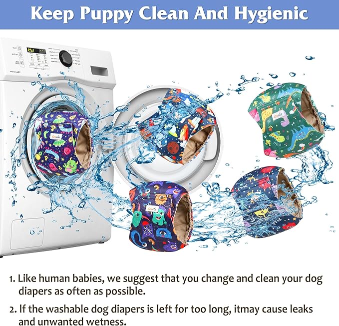 5 Pack Dog Diapers Male Reusable, Premium Belly Bands for Dogs, High Absorbing Male Dog Pee Wraps for Doggie in Incontinence or Excitable Urination and Training Cartoon XS