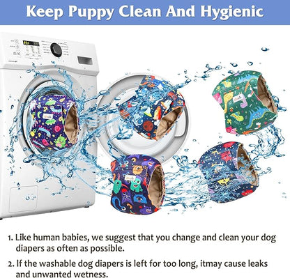 5 Pack Dog Diapers Male Reusable, Premium Belly Bands for Dogs, High Absorbing Male Dog Pee Wraps for Doggie in Incontinence or Excitable Urination and Training Cartoon XS