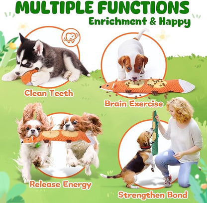 XIUGOAL Dog Toys for Aggressive Chewers, 2 Pack No Stuffing Interactive Dog Toys for Boredom and Teething, Squeaky Chew Toy for Small, Medium Breed to Keep Them Busy