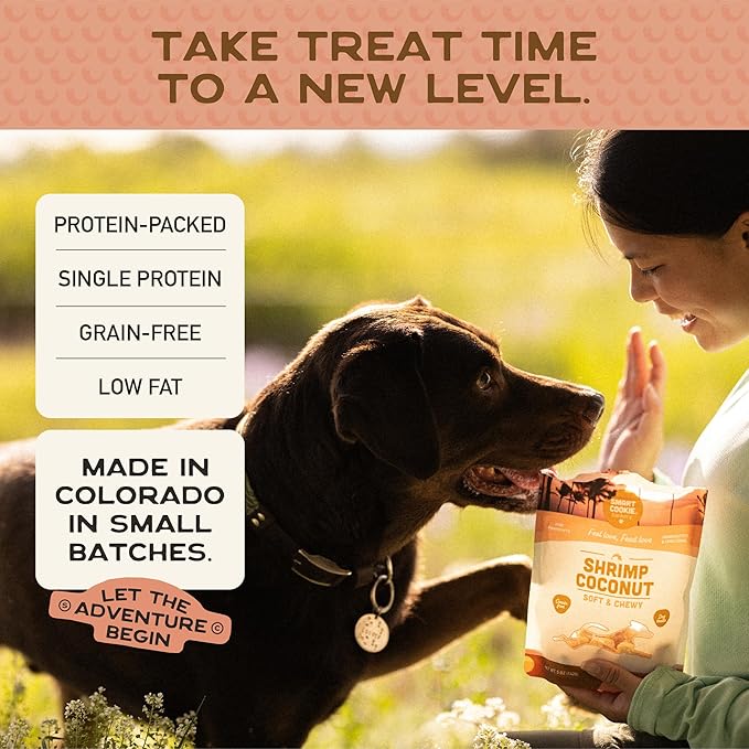 Smart Cookie All Natural Soft Dog Treats - Shrimp & Coconut - Healthy Dog Treats for Allergies, Sensitive Stomachs - Chewy, Grain Free, Human-Grade, Made in The USA - 5oz Bag, 1 Pack