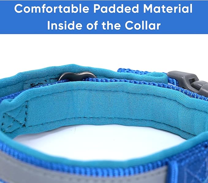 Pawtitas Lumberjack Padded Martingale Collar for Dogs | Soft Neoprene Dog Collar for Your pet's Comfort Made with Reflective Band for Maximum Visibility | Fits Small and Large Pets - XXS Blue