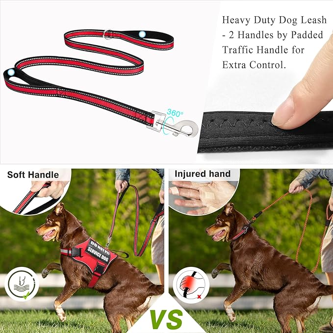 Service Dog Harness and Leash Set, Training Dog Vest with 10 Dog Patches, Emotional Support Therapy Dog Vest Harness for Small Medium Large and Extra Large Dogs(Red, M)