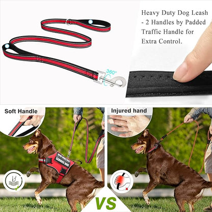 Service Dog Harness and Leash Set, Training Dog Vest with 10 Dog Patches, Emotional Support Therapy Dog Vest Harness for Small Medium Large and Extra Large Dogs(Red, M)