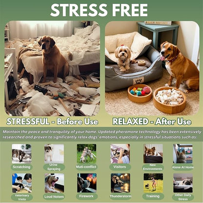 Dog Pheromone Calming Diffuser Kit, Calming Diffuser for Dog (2 Plug-Ins & 4×48ml Refills) for Stress Support, Helps Reduce Barking & Aggression, 120-Day Supply (Non-Toxic, Safe & Inedible)
