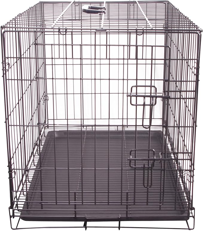 Durable, Foldable Metal Wire Dog Crate with Tray, Single Door, 30 x 19 x 21 Inches, Black