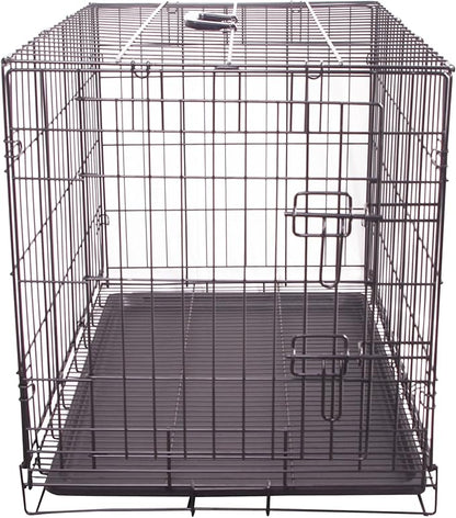 Durable, Foldable Metal Wire Dog Crate with Tray, Single Door, 30 x 19 x 21 Inches, Black
