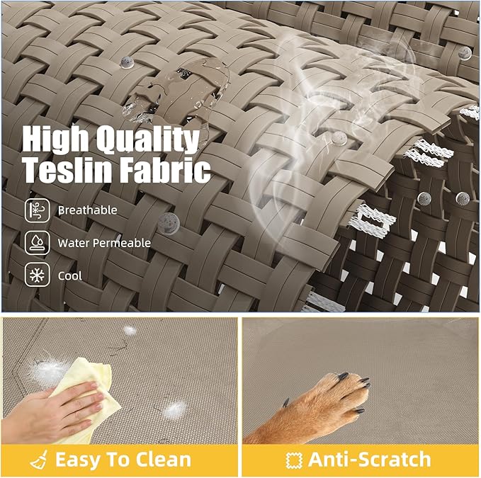 Simple Trending Elevated Dog Bed for Large Sized Dogs, Outdoor Raised Dog Cot Pet Hammock Bed with Cooling Breathable Mesh Anti-Slip Feet, Brown, 47.75inches