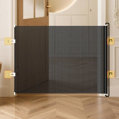 Dog Gate for Stairs- Bretractable Pet Gate, Door Gates for Pets |,No Drilling Safety Barriers 49 Inch Wide for Stairway Hallway Patio Porch Yard Balcony Deck Bathroom Garage