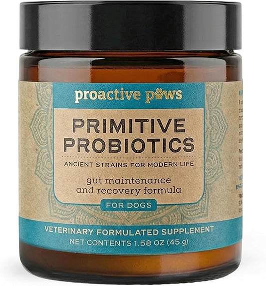 PROACTIVE PAWS Primitive Probiotics for Dogs – Species-Specific & Soil-Based Dog Probiotic Supplement for Gut Health, Digestion, Immune & Calming Support