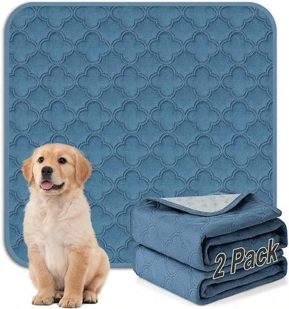 FunFurry Washable Pee Pads for Dogs - 2 Pack Reusable Pee Pads，Waterproof Puppy Pads，Pet Training Pads，Super Absorbent with Dog Paw Shape Non-Slip Backing (Blue, 31" X 36" - 2 Pack)