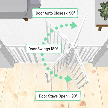 Ingenuity Decorative Extra Tall Baby Gate & Dog Gate, 28.5"-48" Wide, 36" Tall, Hardware or Pressure Mounted, Install on Top or Bottom of Stairs, Banister, or Doorway - White