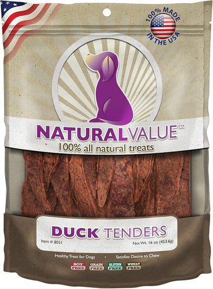 Loving Pets Natural Value All Natural Soft Chew Duck Tenders Dog Treat, 14-Ounce (8051)