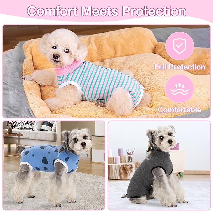 Coppthinktu Recovery Suit for Dogs After Surgery, Dog Onesie Surgery Recovery Suit for Female Spay, Soft Surgical Pajamas Bodysuits for Puppy to Prevent Licking Dog Cone Alternative