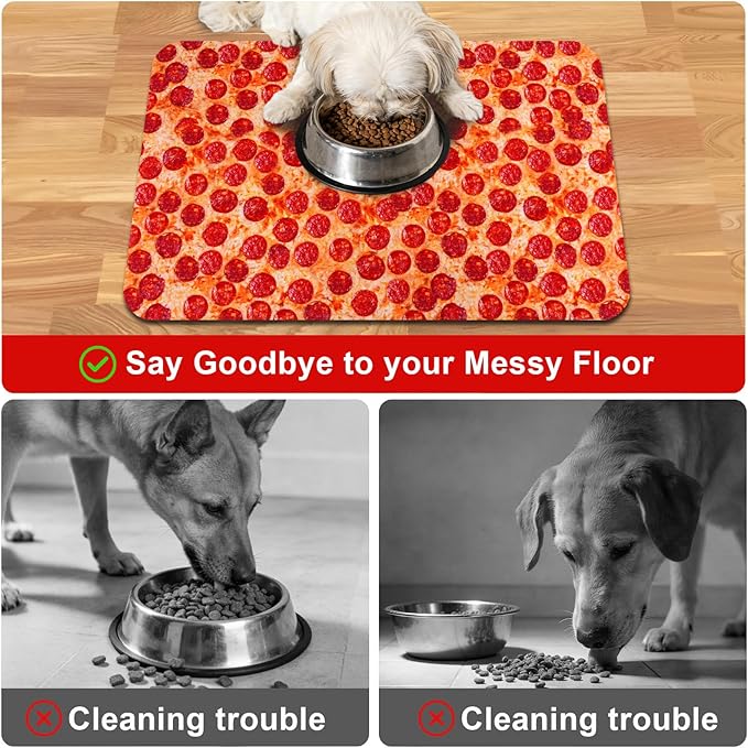 Dog Food Mats for Floors Waterproof Mat for Cat Food and Water Bowls - Absorbent Quick Dry Non Slip Mat for Pet Feeding