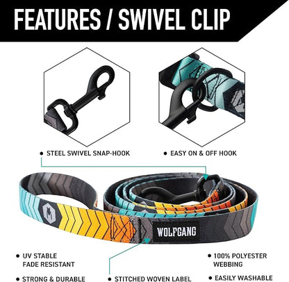 Wolfgang Heavy Duty Dog Leash, Pull-Tested to Over 800 lbs for Walking & Training, ChevTech Print, Large